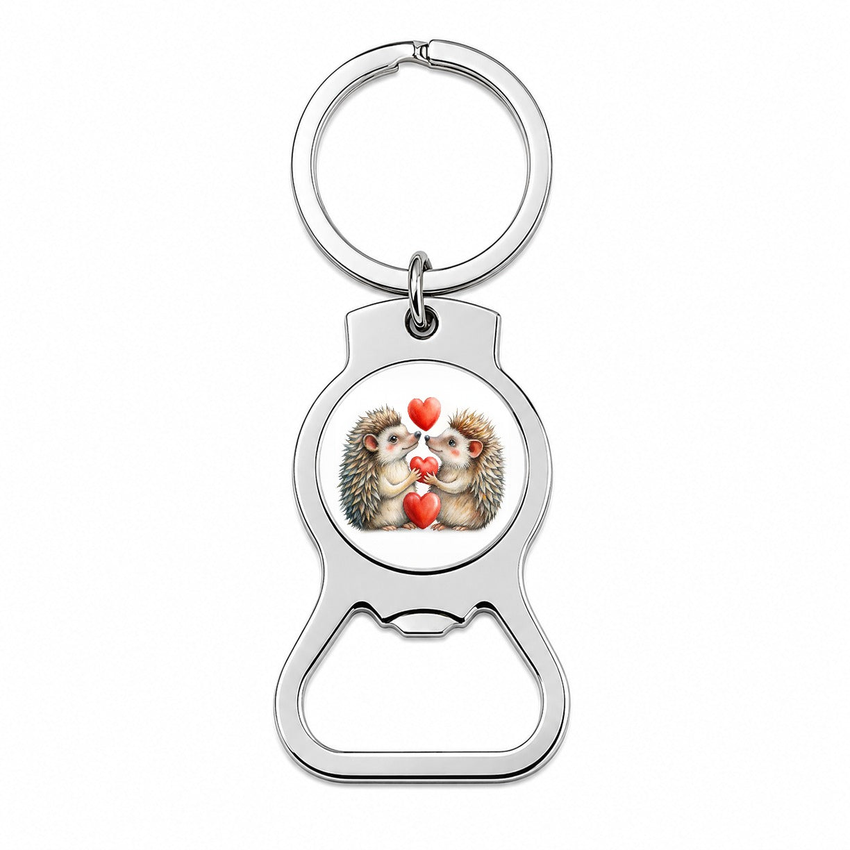 Hedgehogs In Love With Hearts Valentine's Day Bottle Opener Keychain