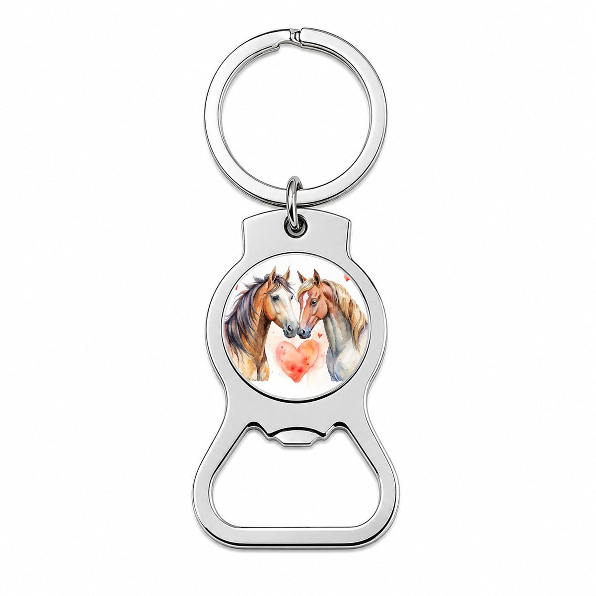 Horses In Love Heart Valentine's Day Bottle Opener Keychain