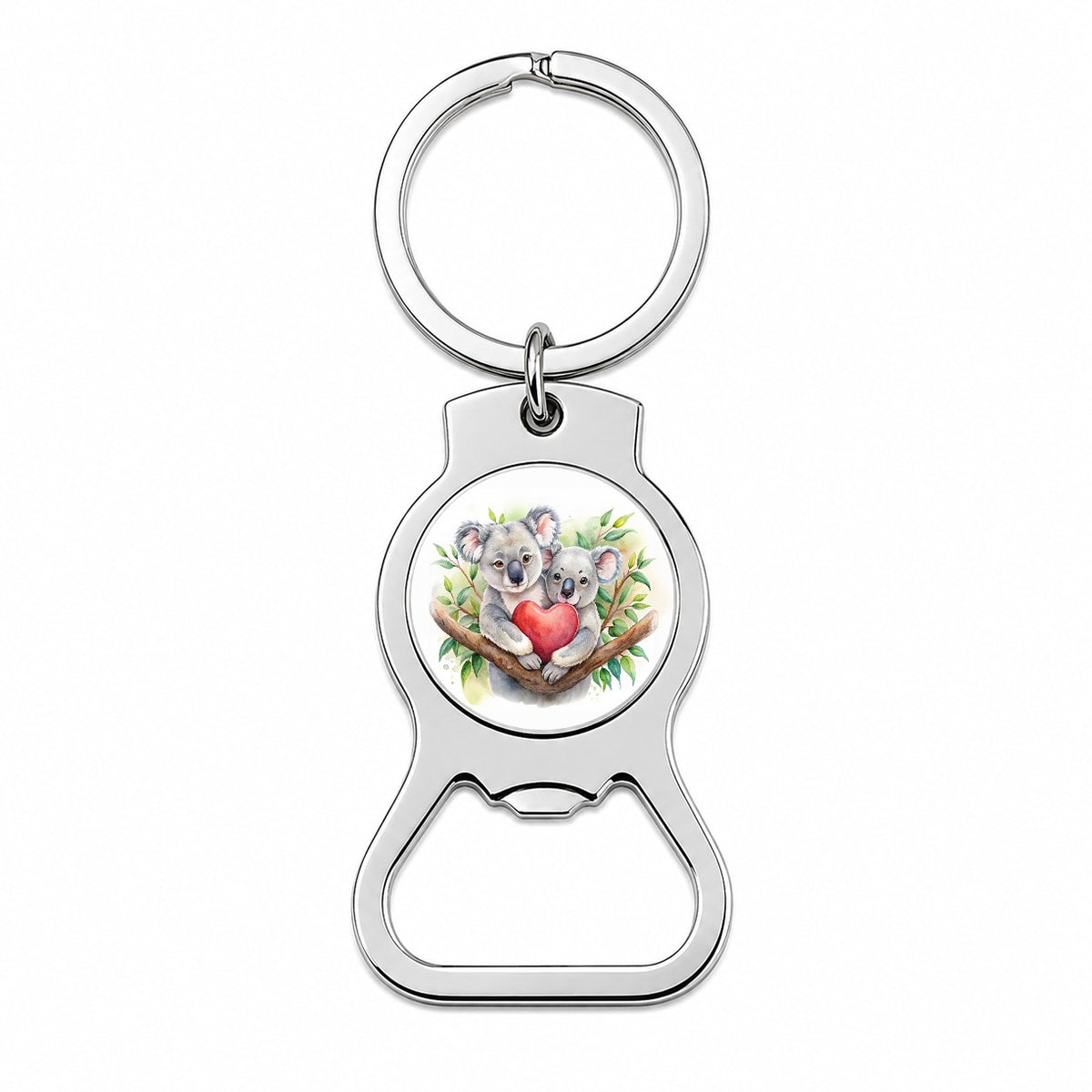Koalas In Love Heart Valentine's Day Bottle Opener Keychain