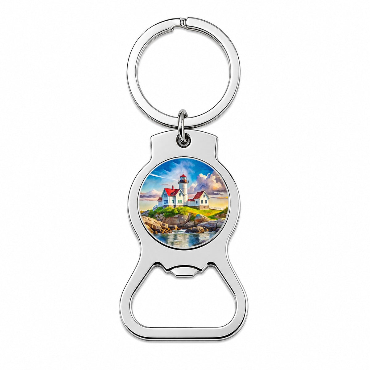 Lighthouse Like Nubble Lighthouse Maine Watercolor Bottle Opener Keychain