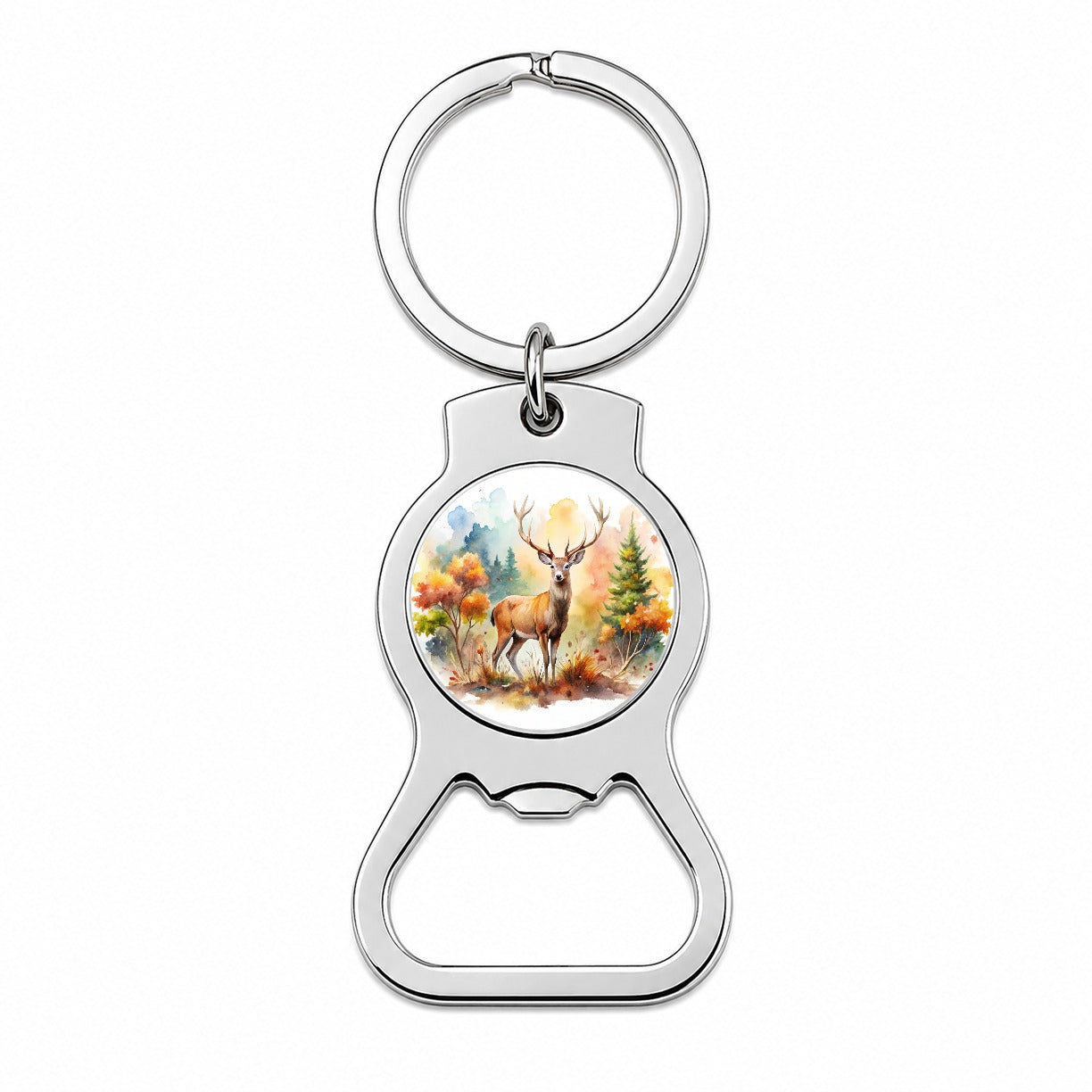 Majestic Deer Hunting Hunter Watercolor Bottle Opener Keychain