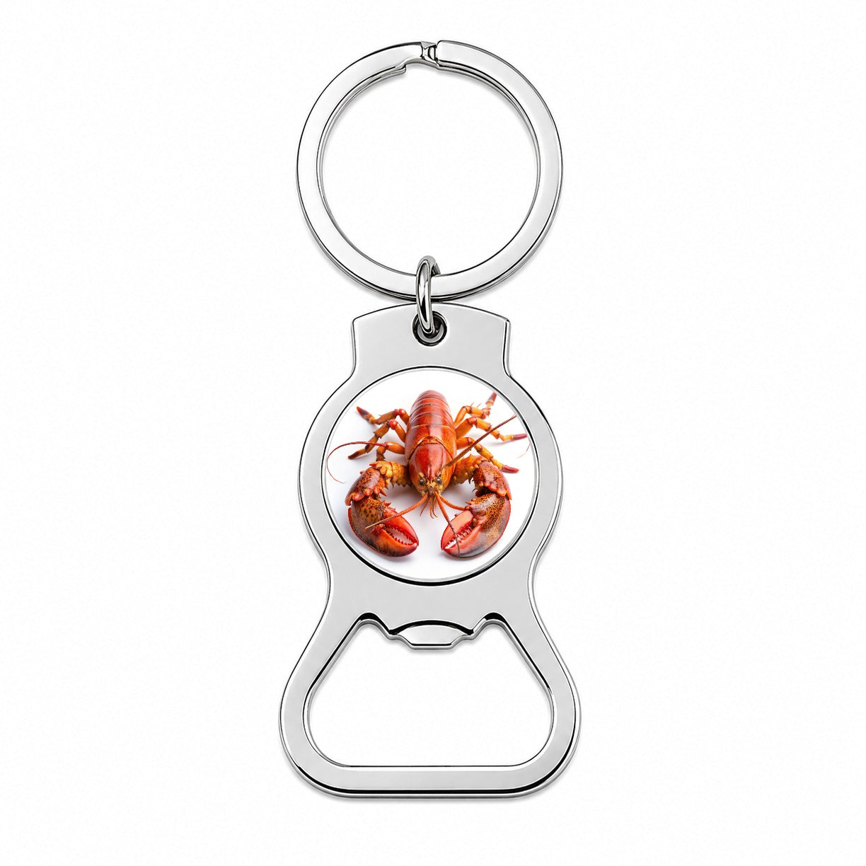 New England Lobster On White Background Bottle Opener Keychain