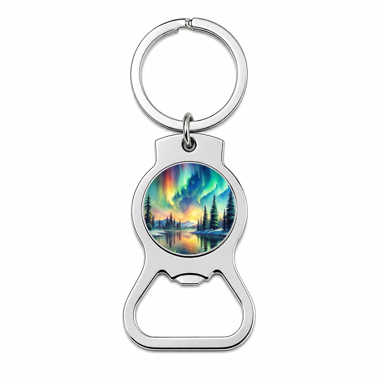 Northern Lights Watercolor Beautiful Bottle Opener Keychain