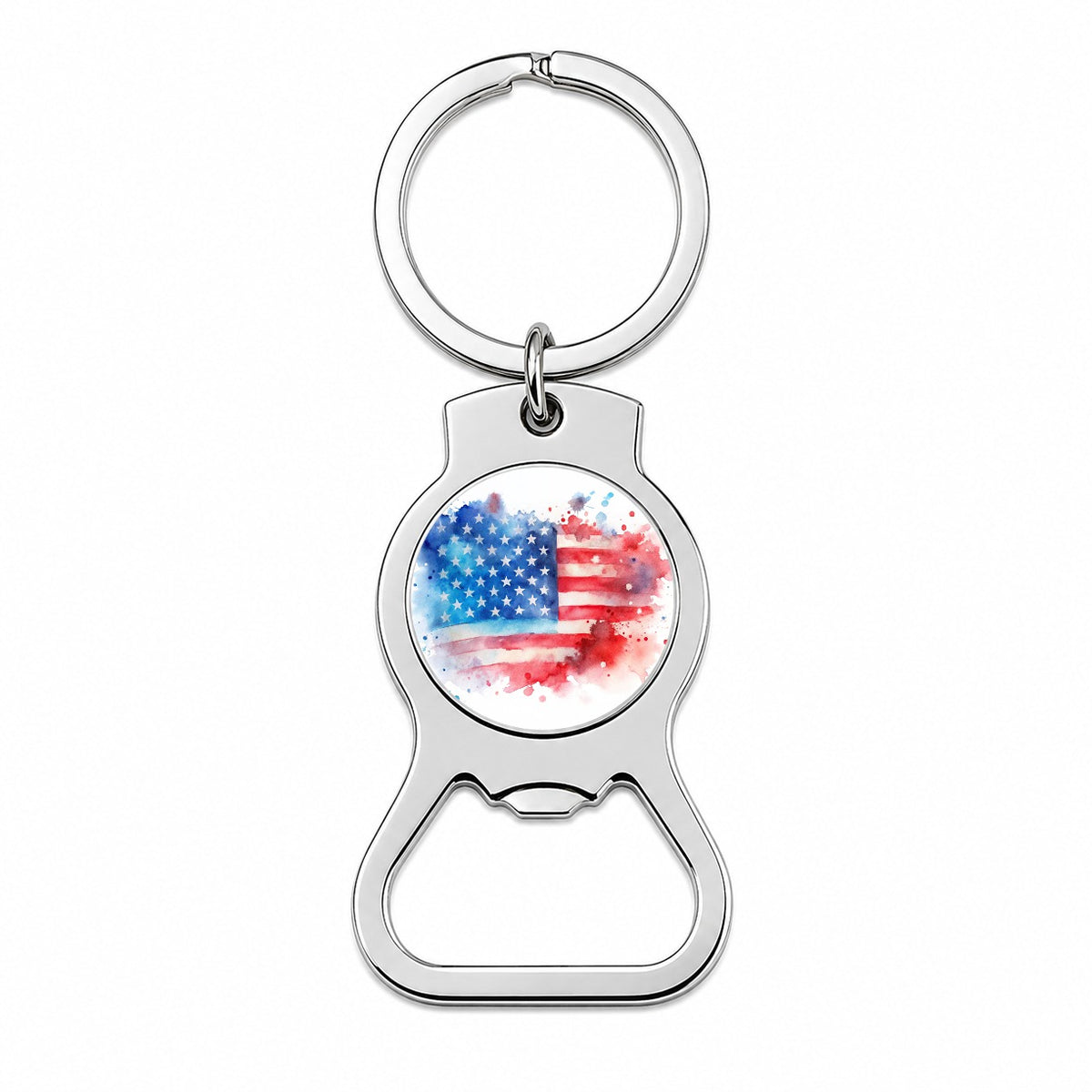 Patriotic American Flag USA Watercolor Bottle Opener Keychain