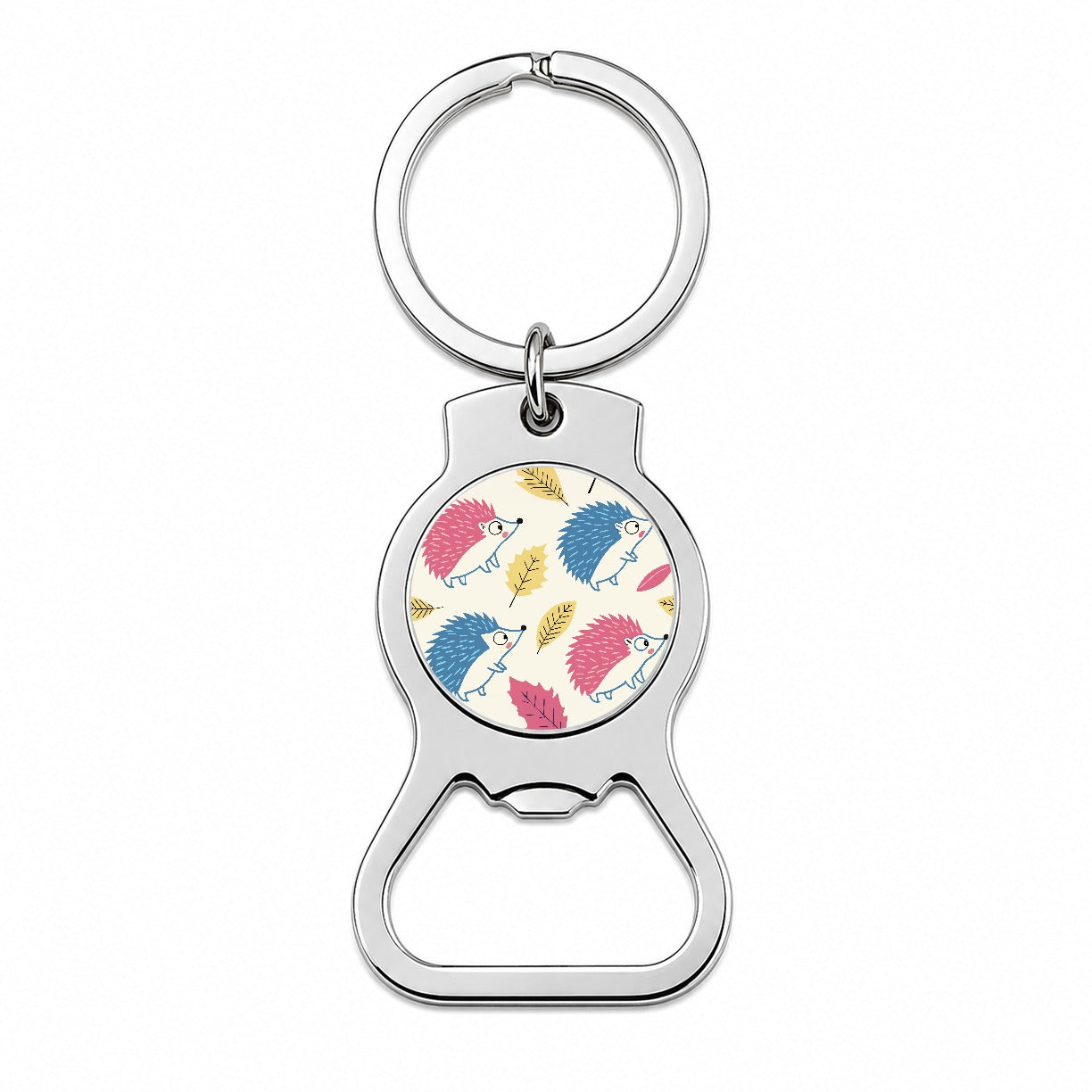 Scattered Hedgehogs Pink Blue Bottle Opener Keychain