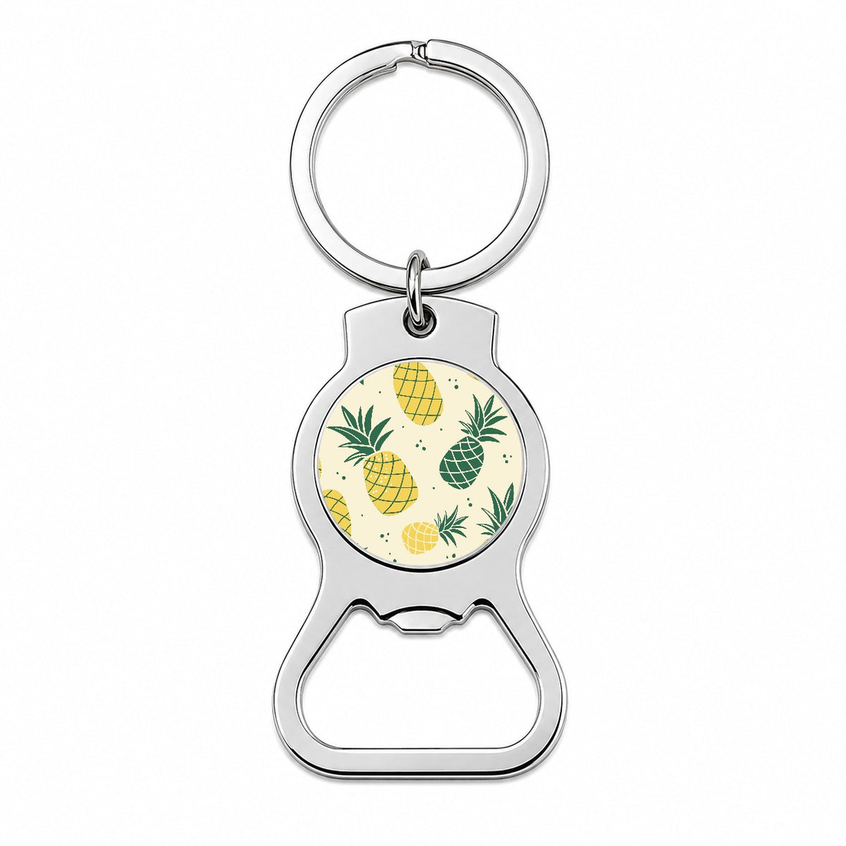 Scattered Tropical Pineapples Bottle Opener Keychain
