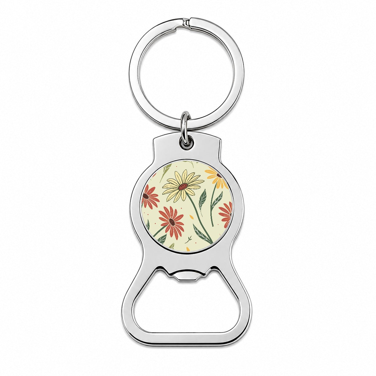 Scattered Sunflowers Sketch Bottle Opener Keychain