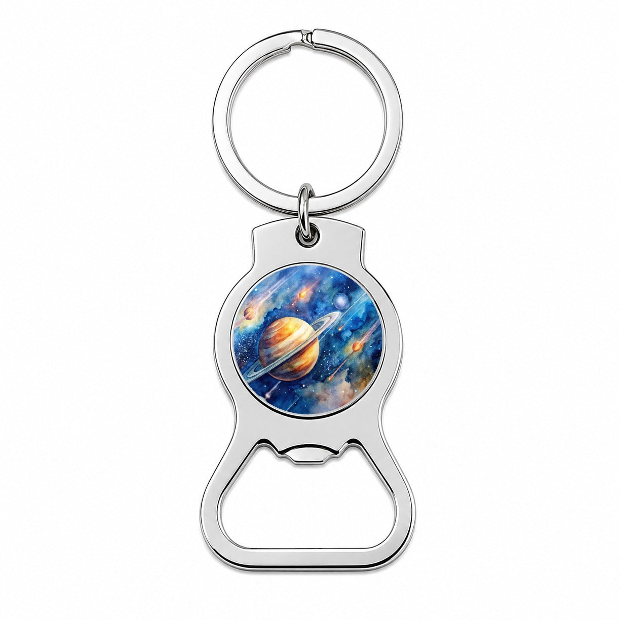 Sci-fi Planet Saturn Meteor Shower Bottle Opener Keychain