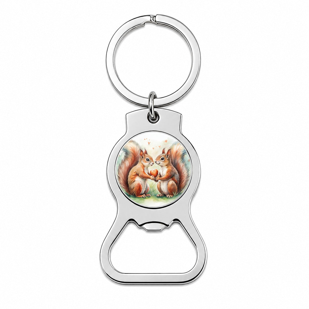 Squirrels In Love Hearts Valentine's Day Bottle Opener Keychain