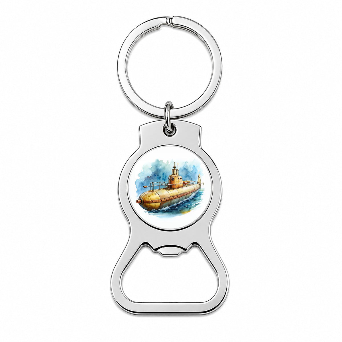 Steampunk Sci-fi Fantasy Retro Submarine Watercolor Bottle Opener Keychain