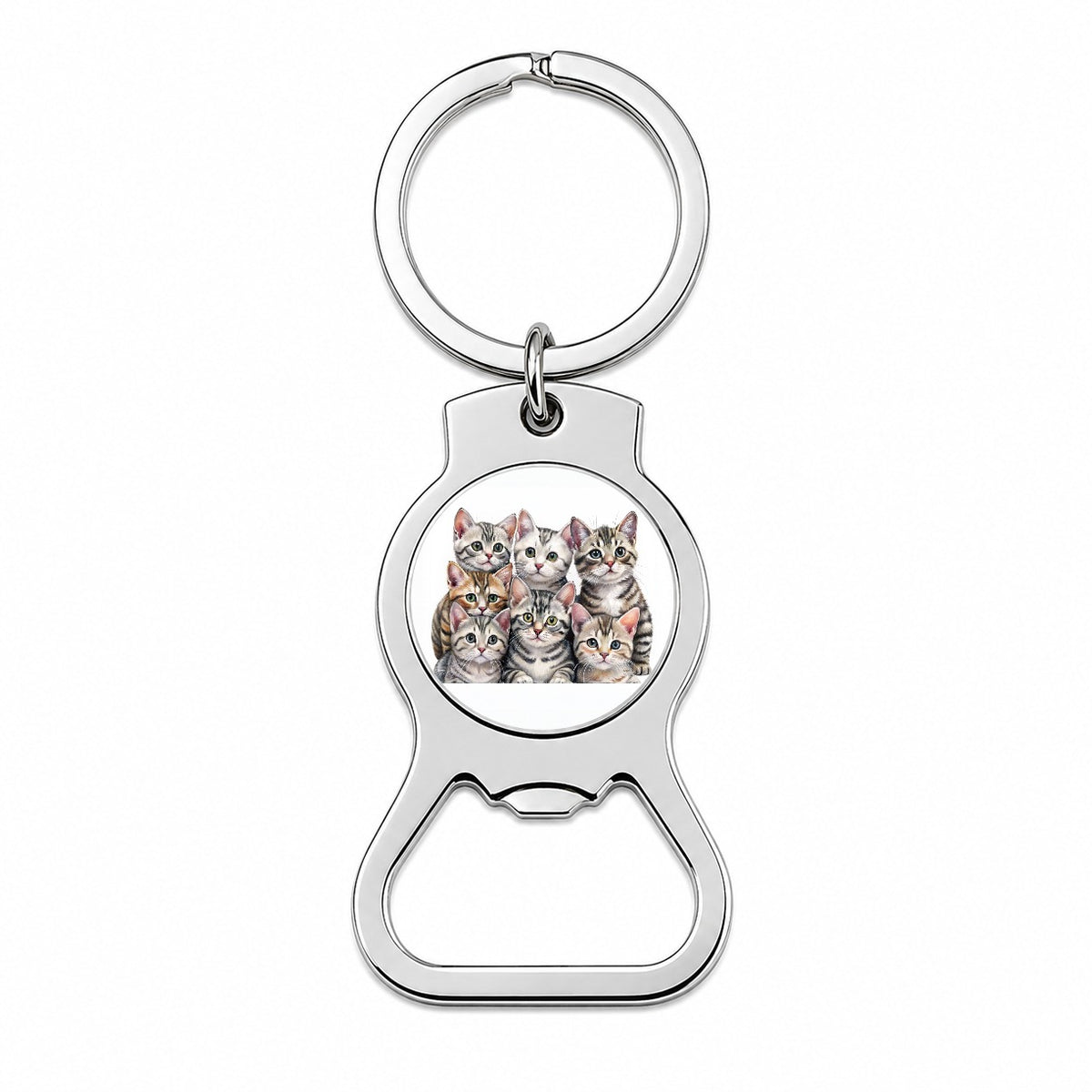 Sweet American Shorthair Cats Bottle Opener Keychain