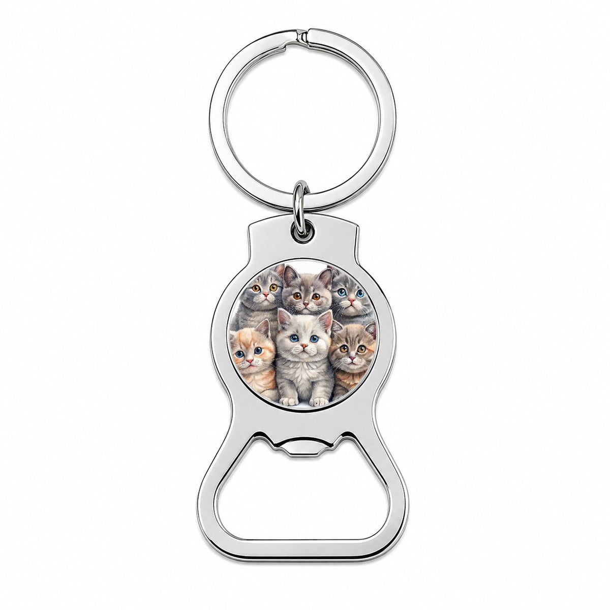 Sweet British Shorthair Cats Bottle Opener Keychain