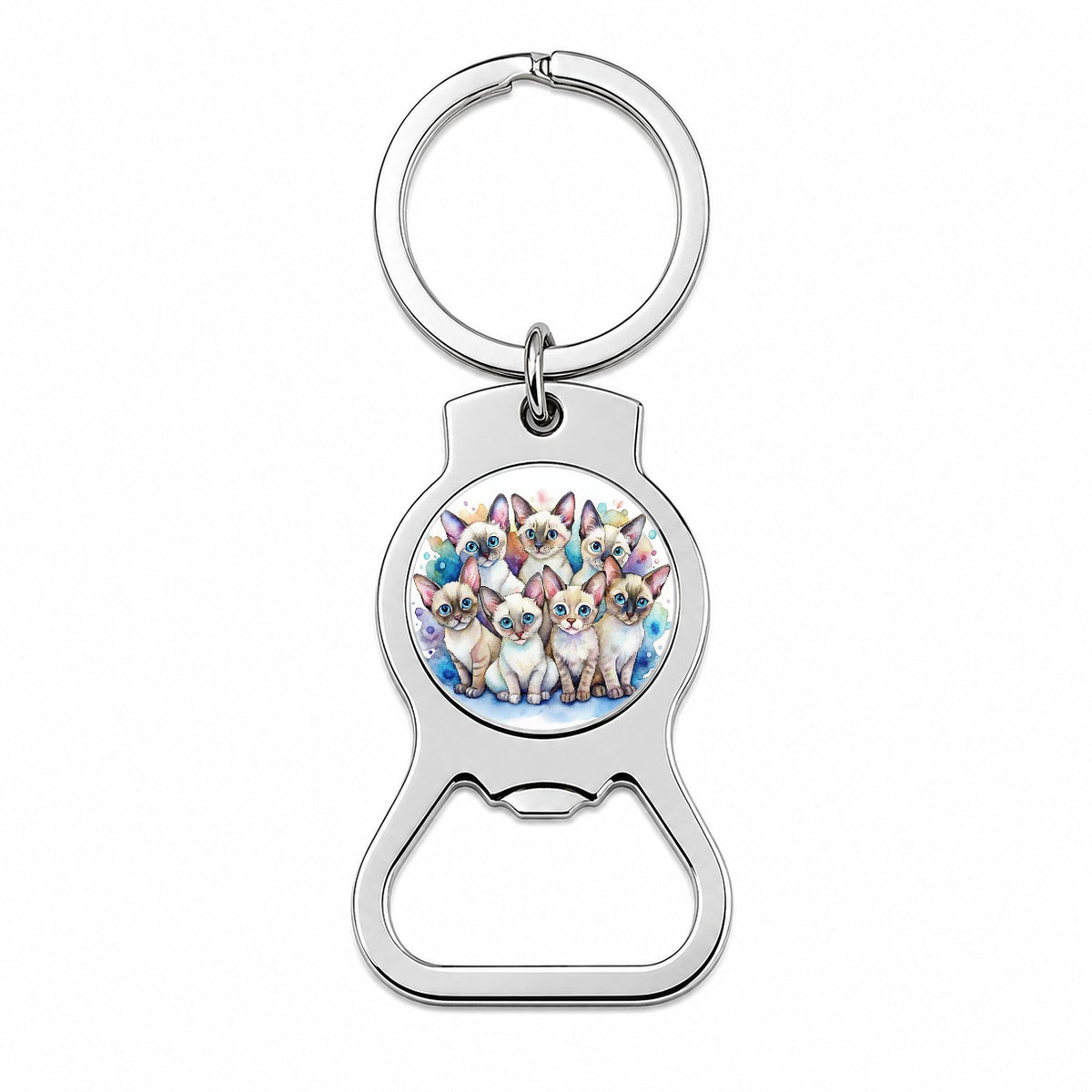 Sweet Colorpoint Shorthair Cats Bottle Opener Keychain