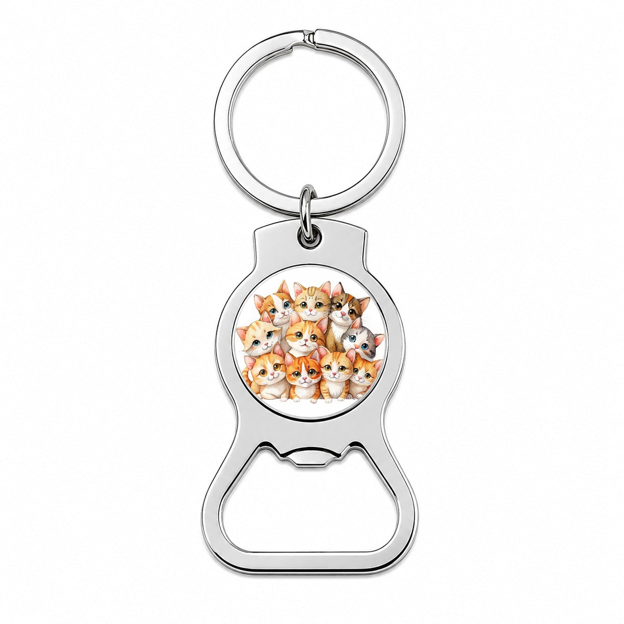 Sweet Orange And White Cats Bottle Opener Keychain