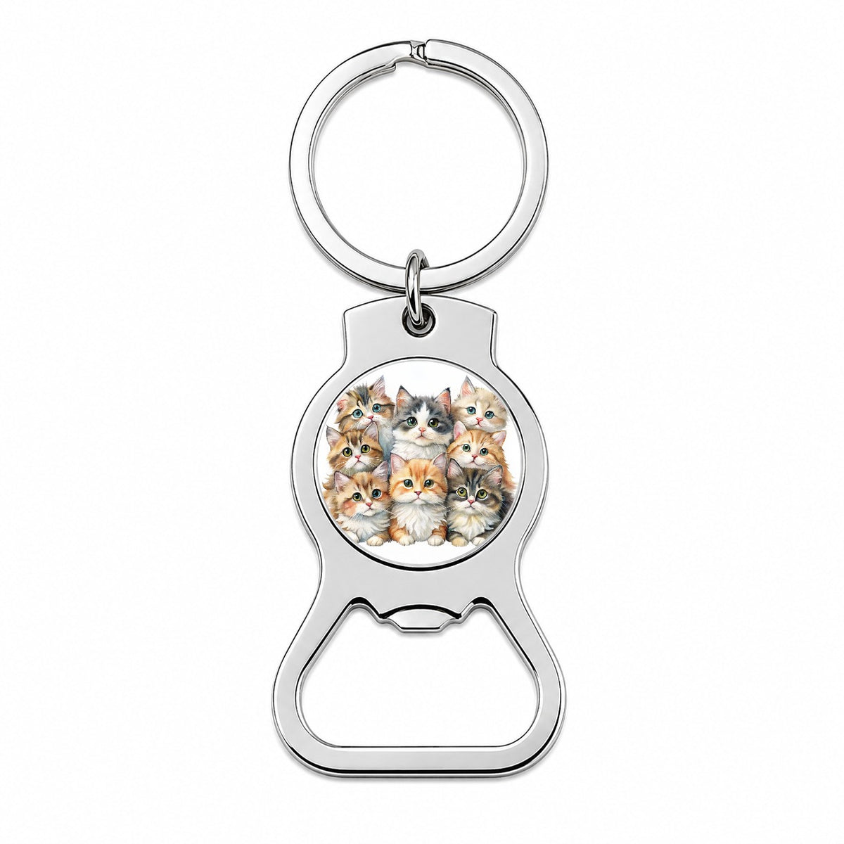 Sweet Ragamuffin Cats Bottle Opener Keychain