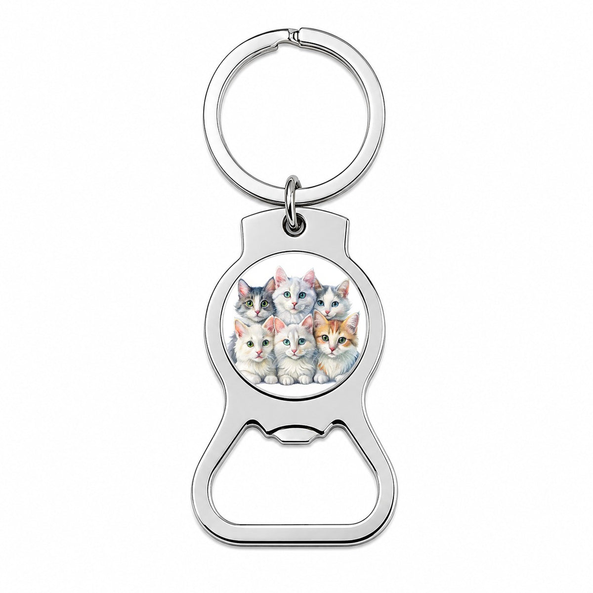 Sweet Turkish Angora Cats Bottle Opener Keychain