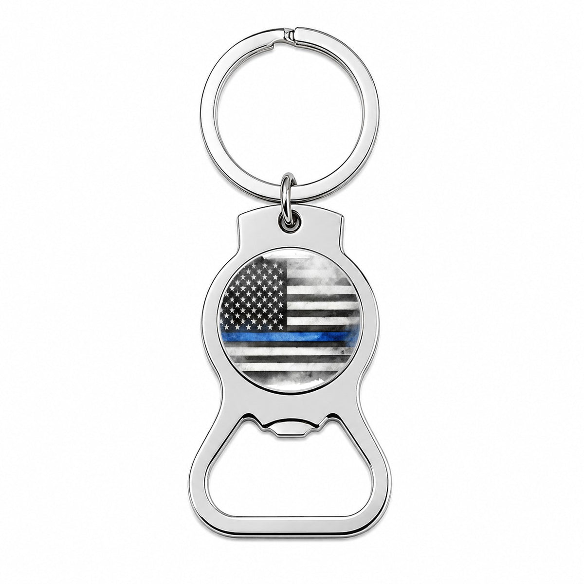 Thin Blue Line Black And White American Flag Support Policemen Police Bottle Opener Keychain