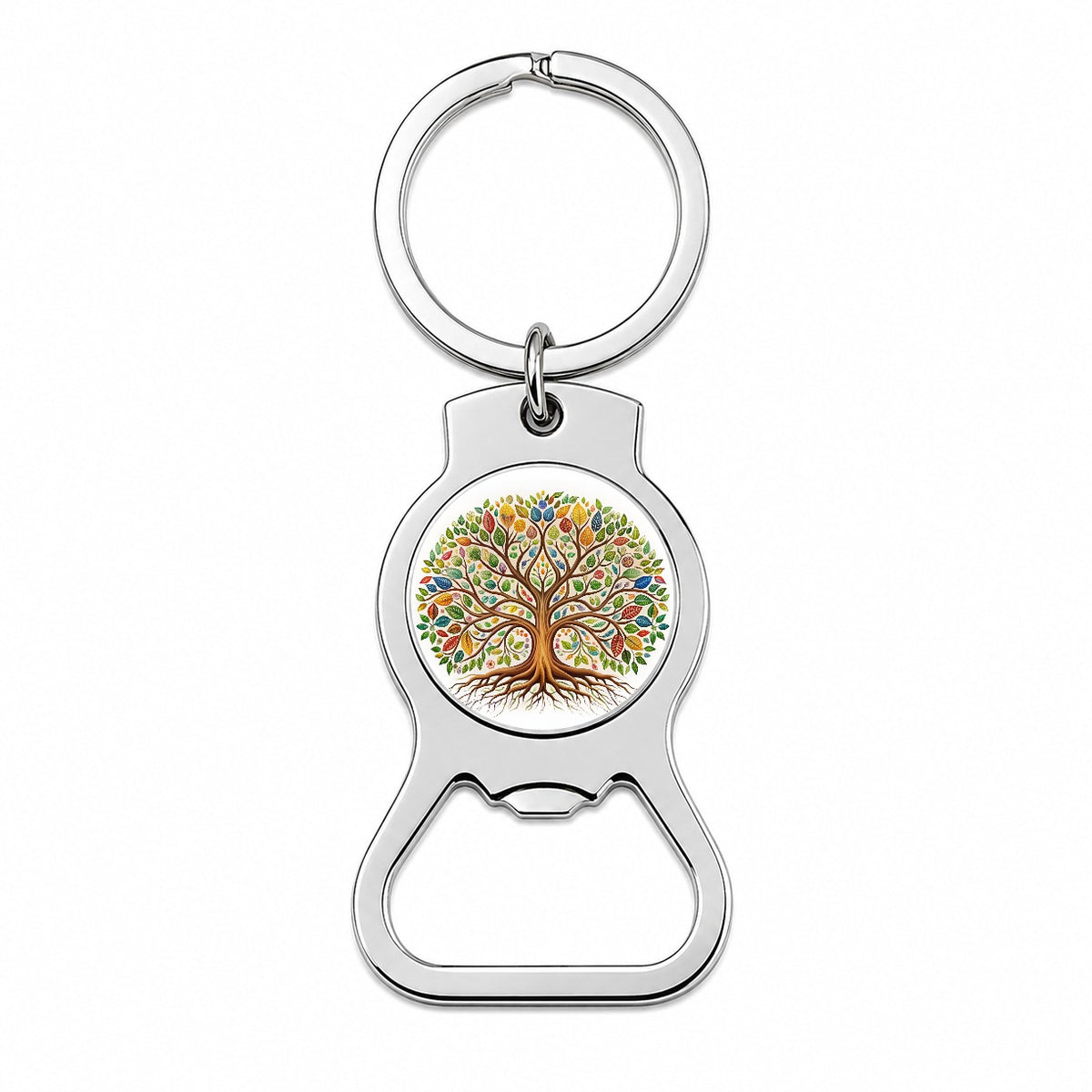 Tree Of Life Design With Multi-color Leaves Bottle Opener Keychain