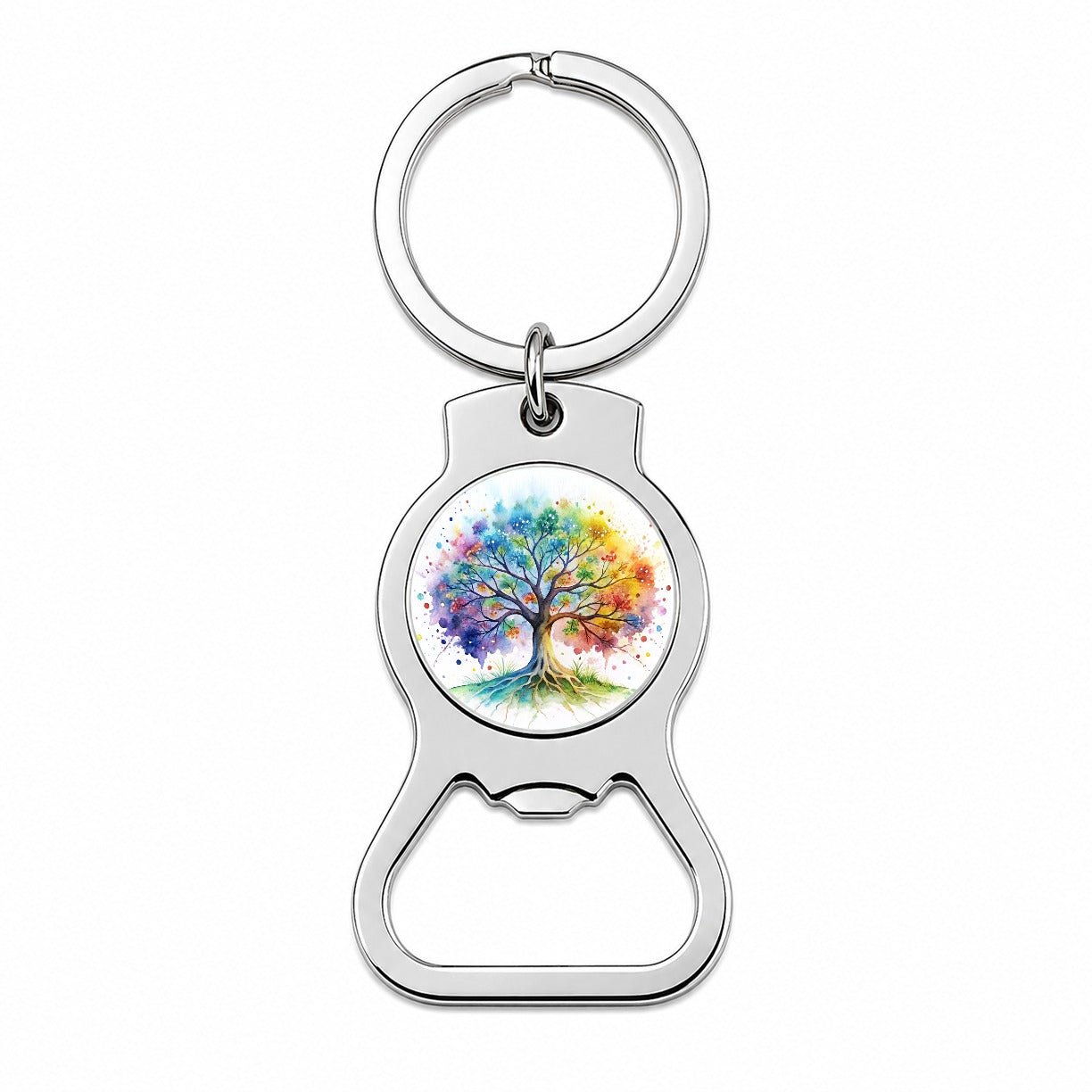 Tree Of Life Rainbow Watercolor Bottle Opener Keychain