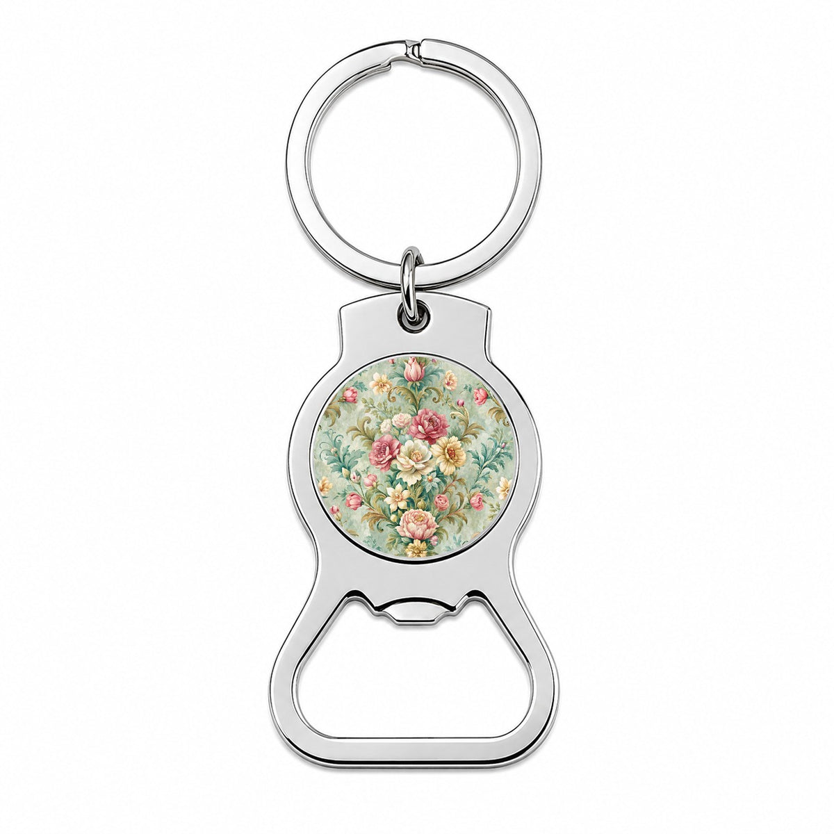 Victorian Flowers Floral Wallpaper Bottle Opener Keychain