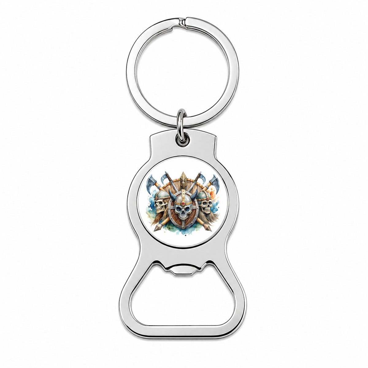 Viking Axes Shields And Skulls Watercolor Bottle Opener Keychain