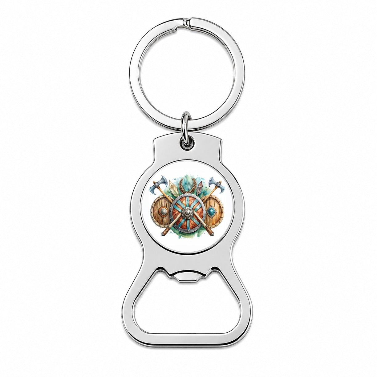 Viking Symbols Shields Axes Watercolor Bottle Opener Keychain