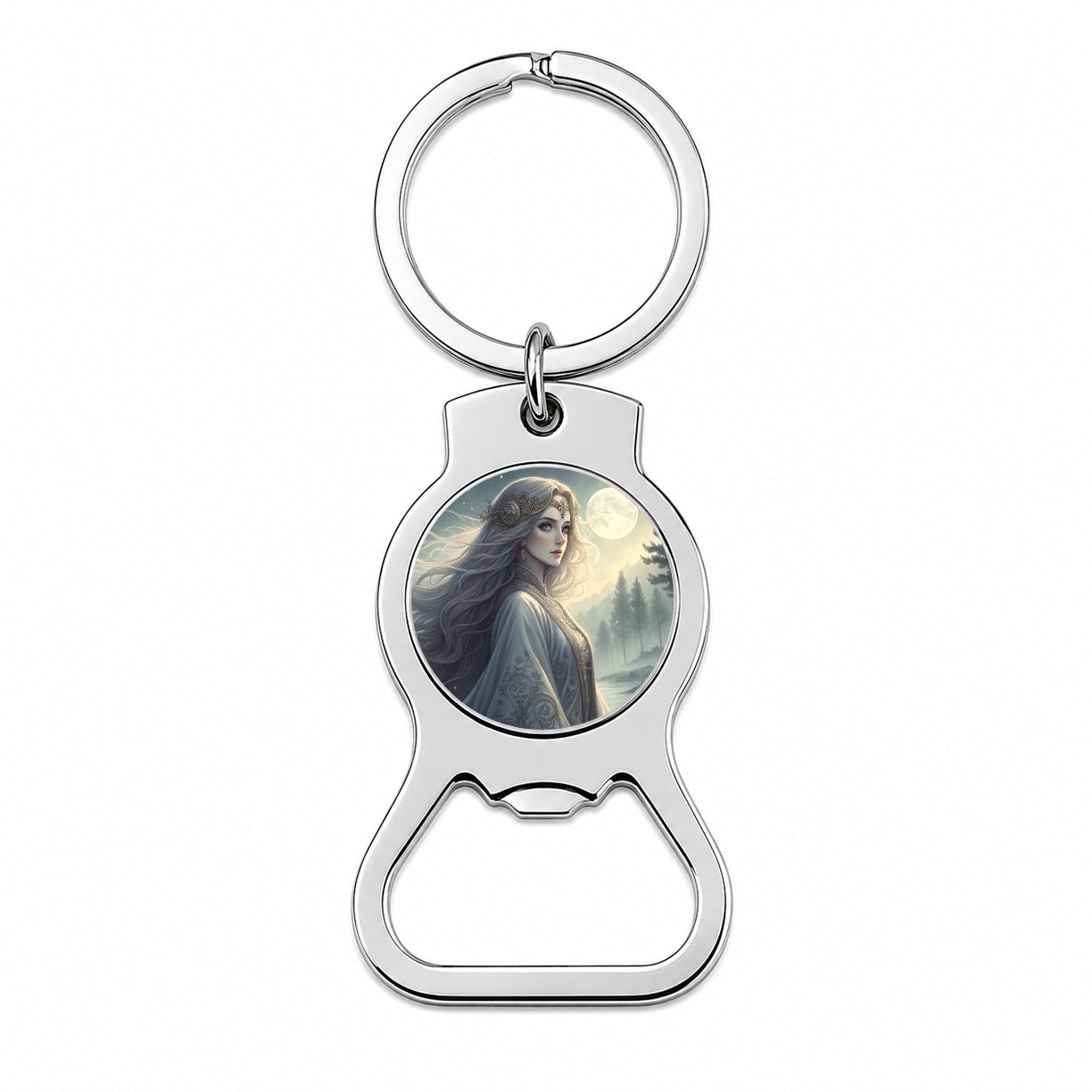 Anime Style Fantasy Princess Elf White Scene Bottle Opener Keychain