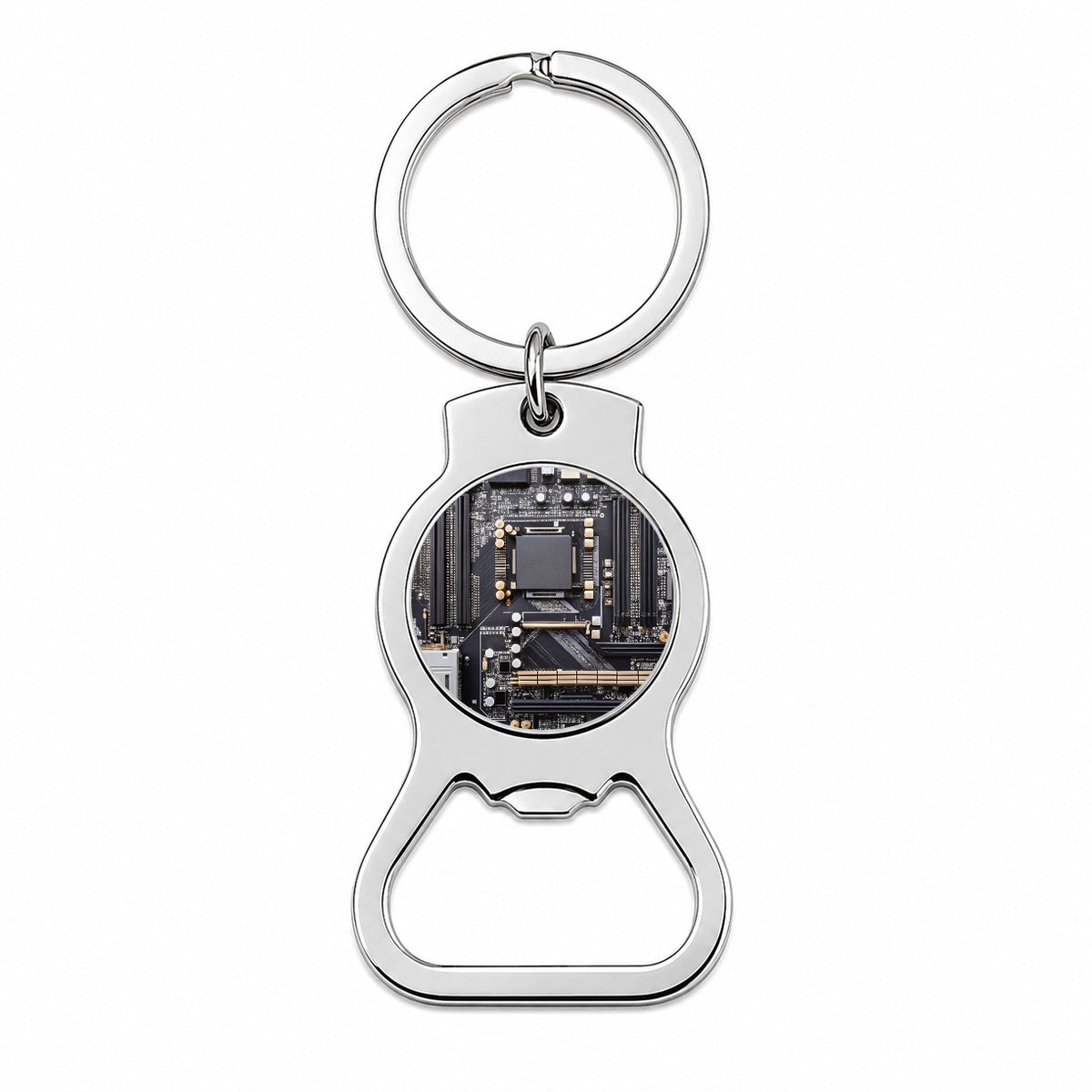 Black Gaming Computer Motherboard Bottle Opener Keychain
