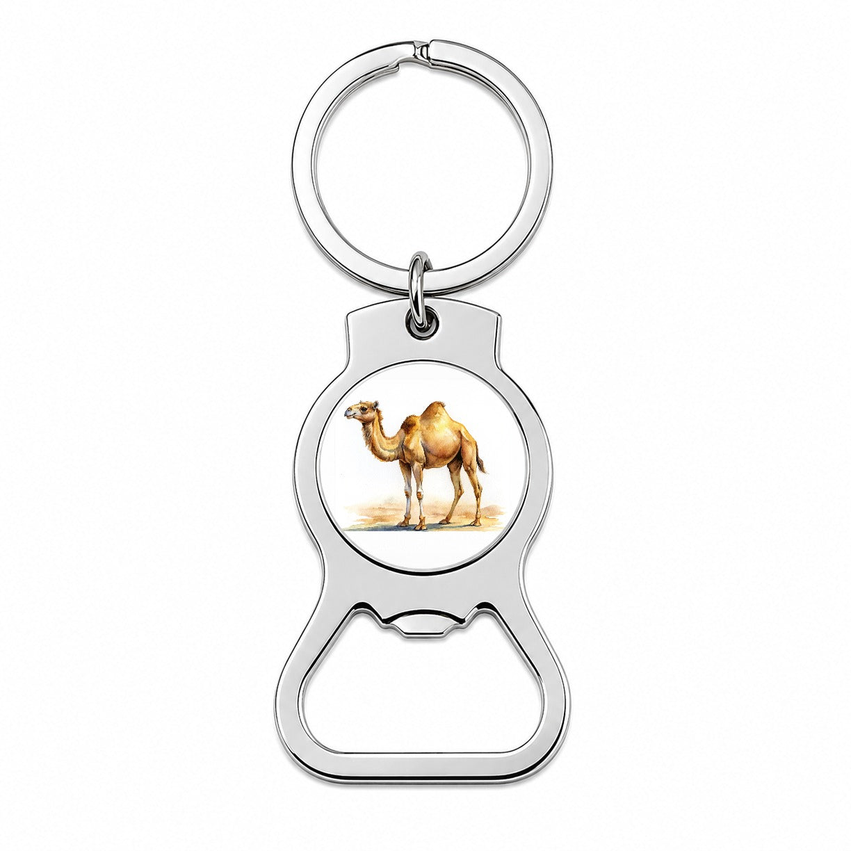 Camel Standing Watercolor Bottle Opener Keychain