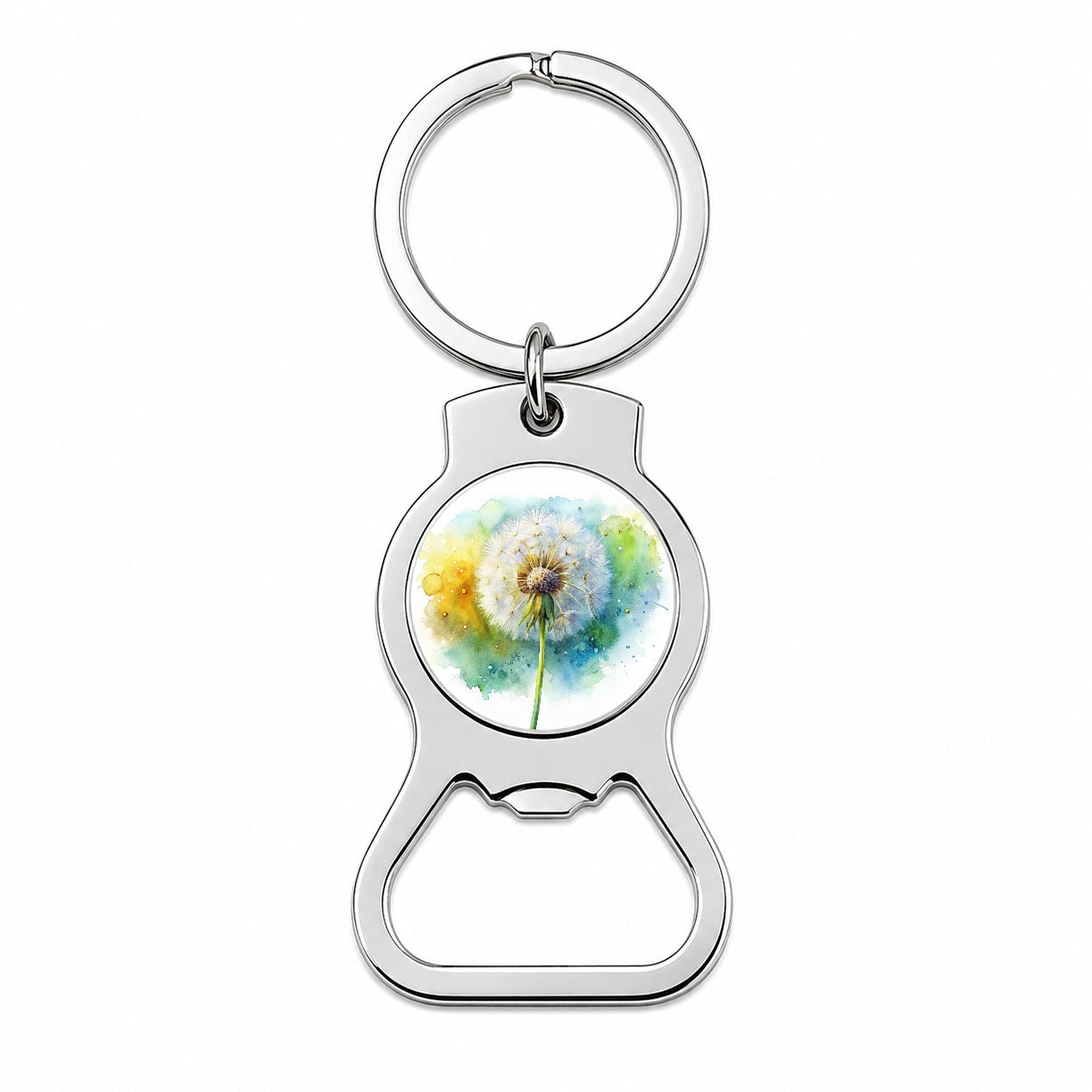 Dandelion Watercolor Bottle Opener Keychain