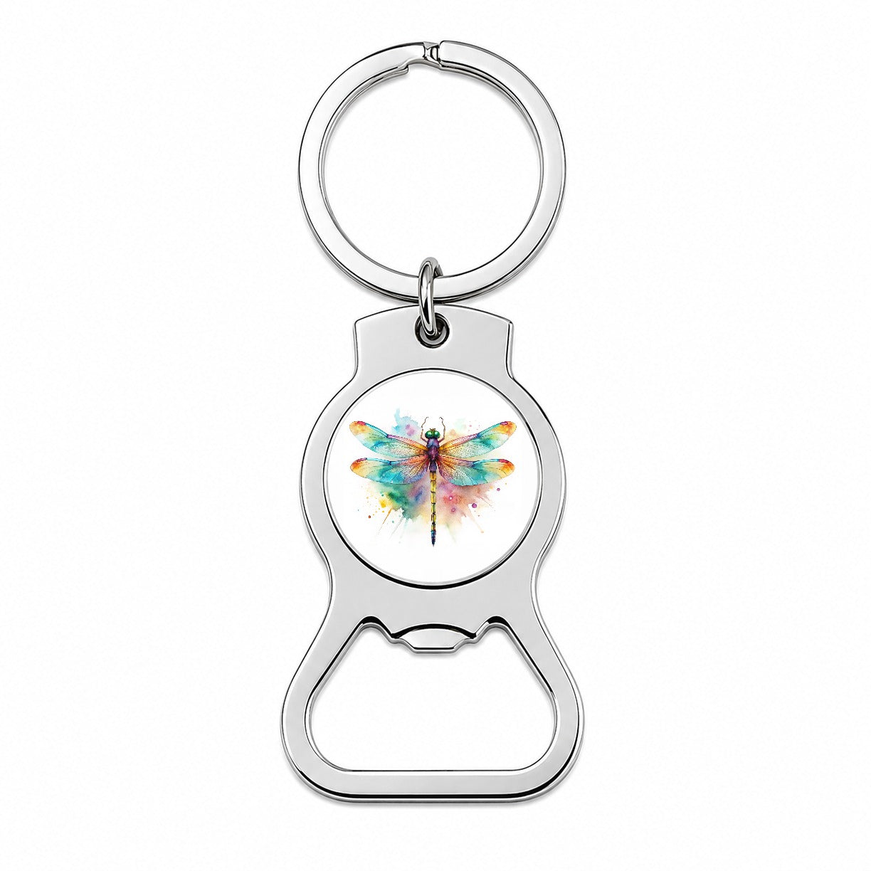 Dragonfly Colorful Background Watercolor Bottle Opener Keychain