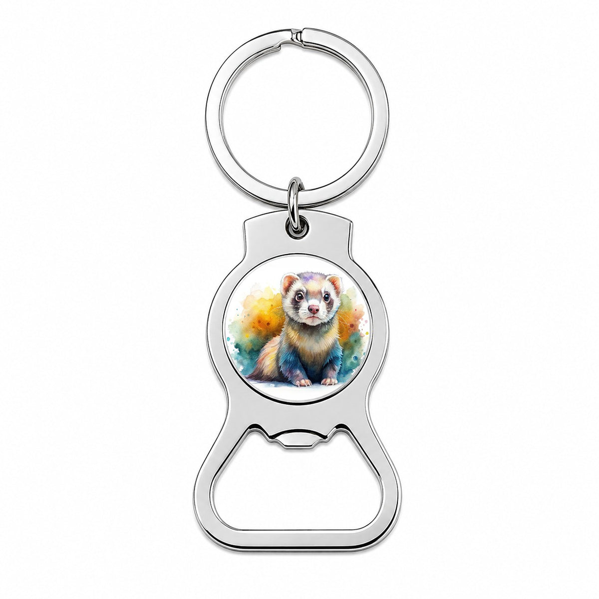 Ferret Colorful Watercolor Bottle Opener Keychain