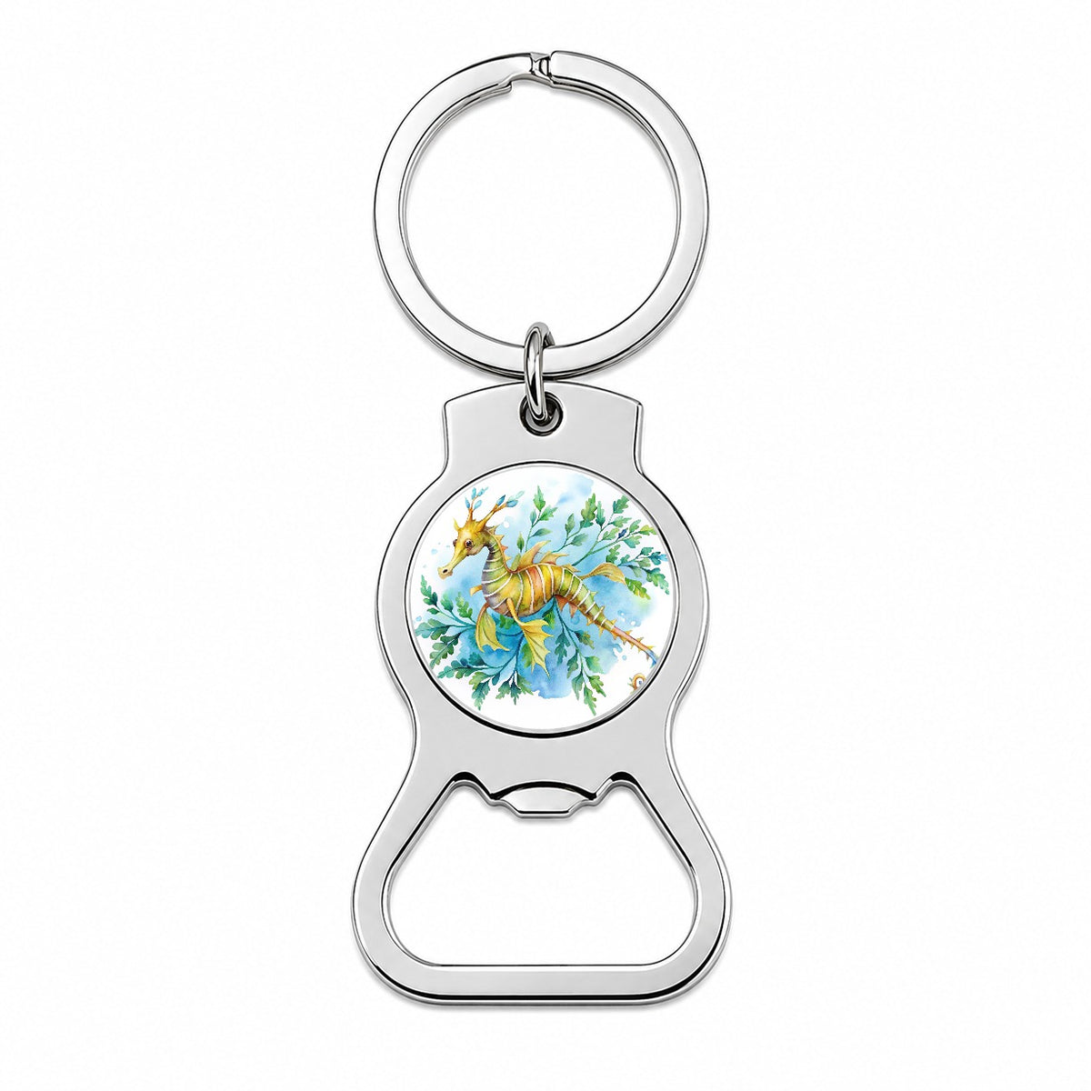 Leafy Seadragon Swimming Watercolor Bottle Opener Keychain