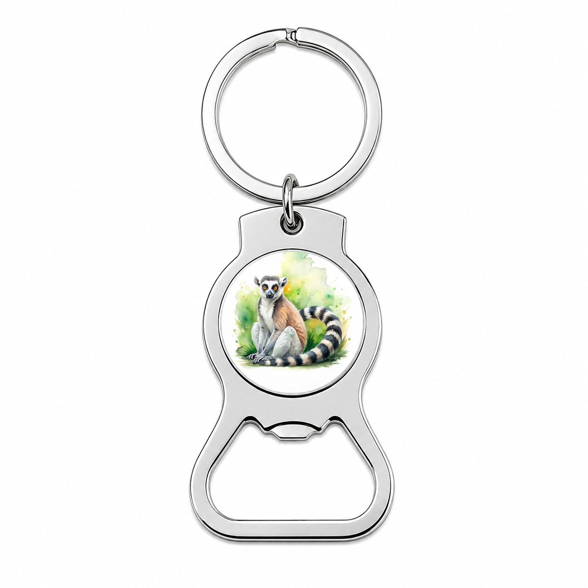 Ring-Tailed Lemur Watercolor Bottle Opener Keychain
