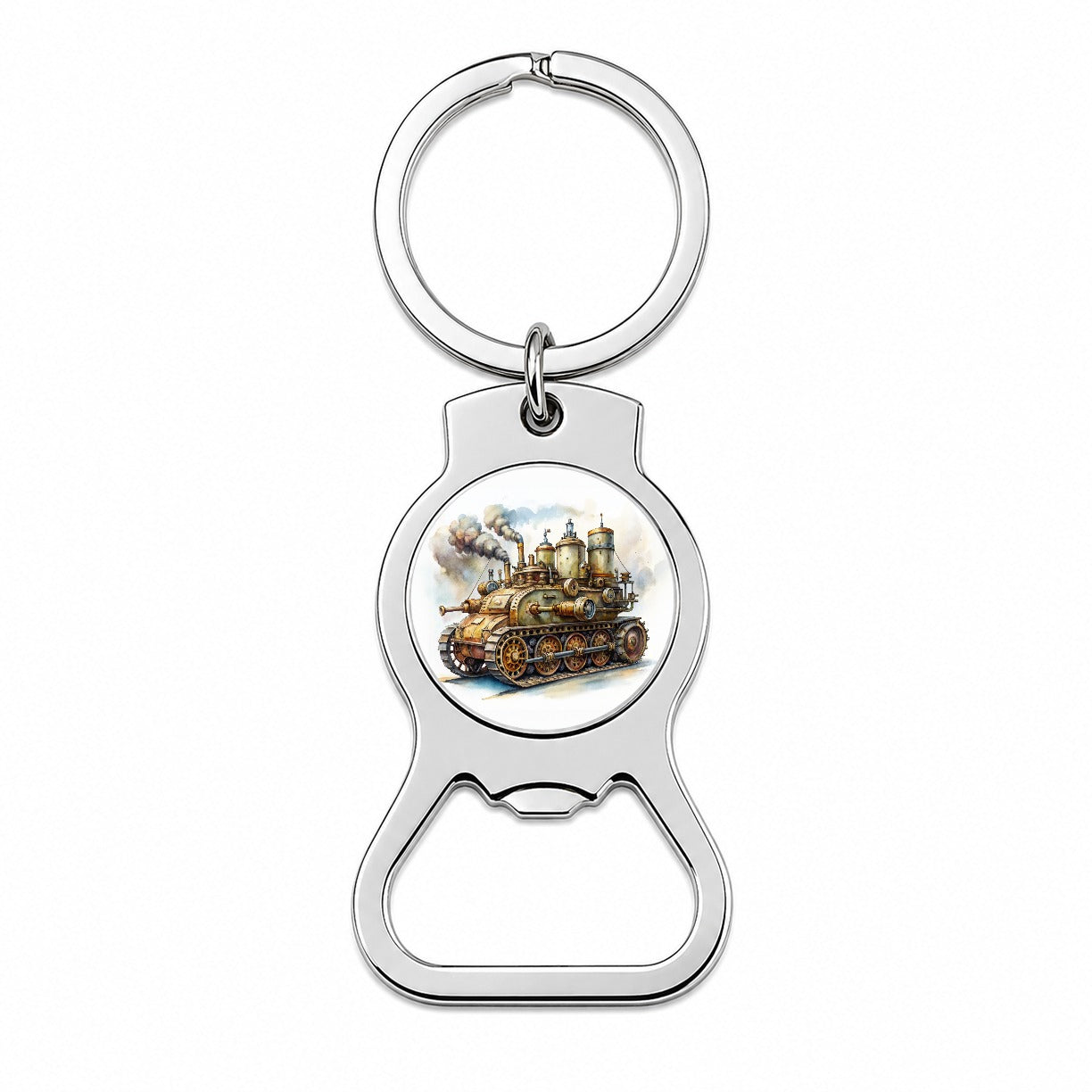 Steampunk Steam Engine Tank Fantasy Sci-fi Bottle Opener Keychain
