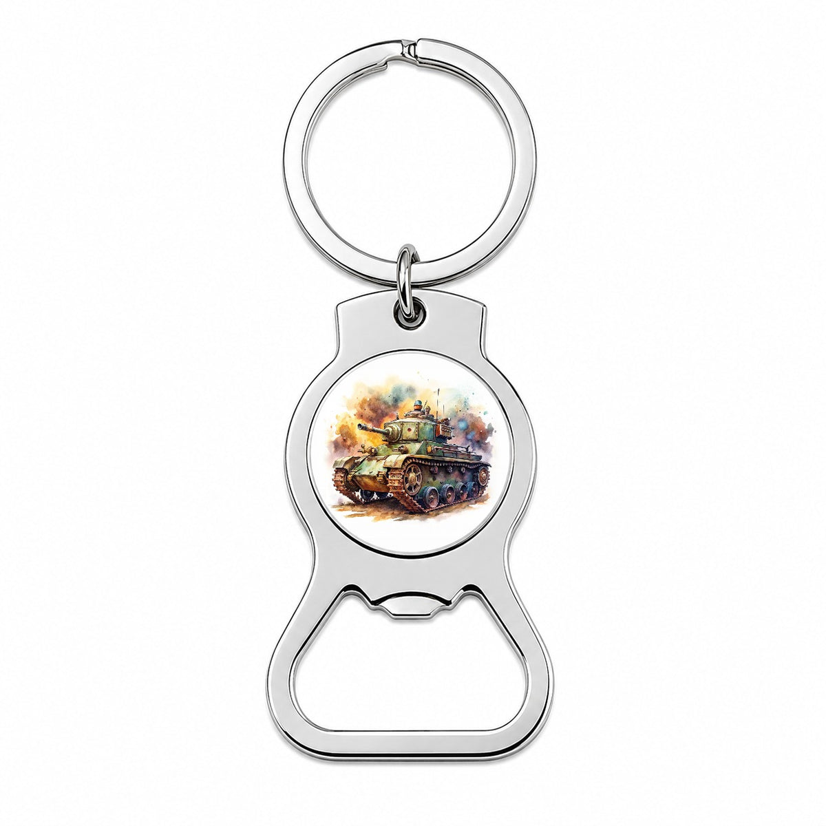 Steampunk Tank Fantasy Sci-fi Watercolor Bottle Opener Keychain
