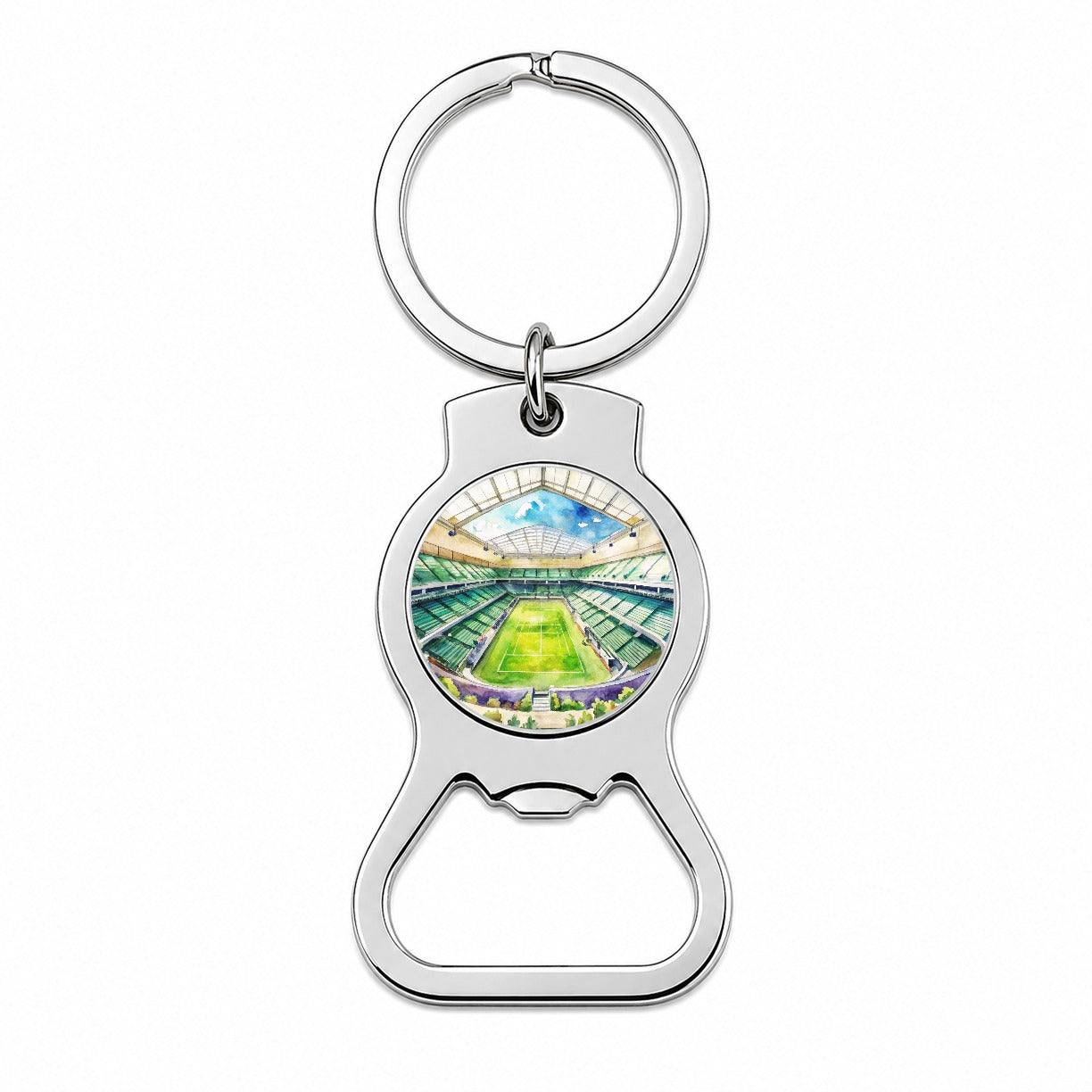 Tennis Stadium Center Court Watercolor Bottle Opener Keychain