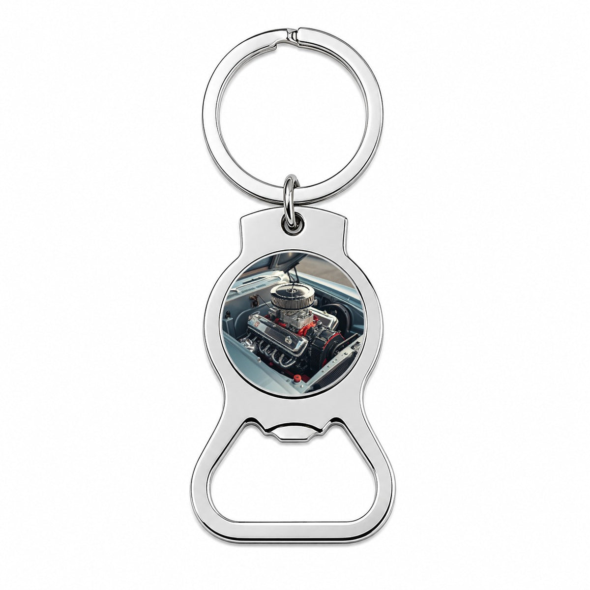 V8 Engine In Classic Muscle Car Bottle Opener Keychain