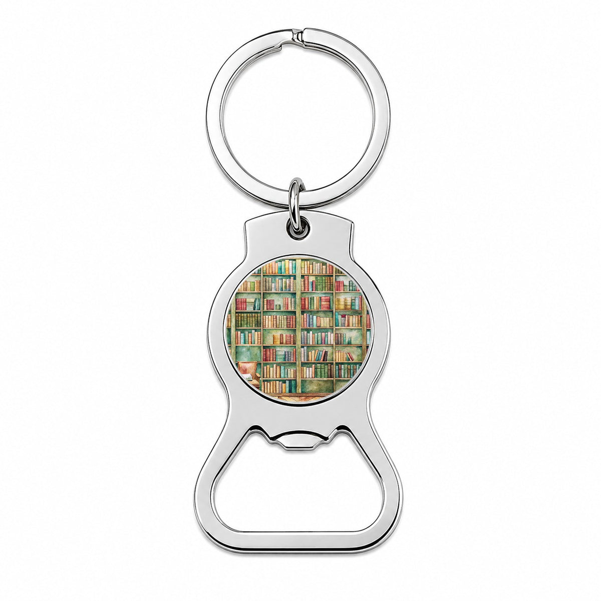 Books Bookshelves In Library Reading Reader Bottle Opener Keychain