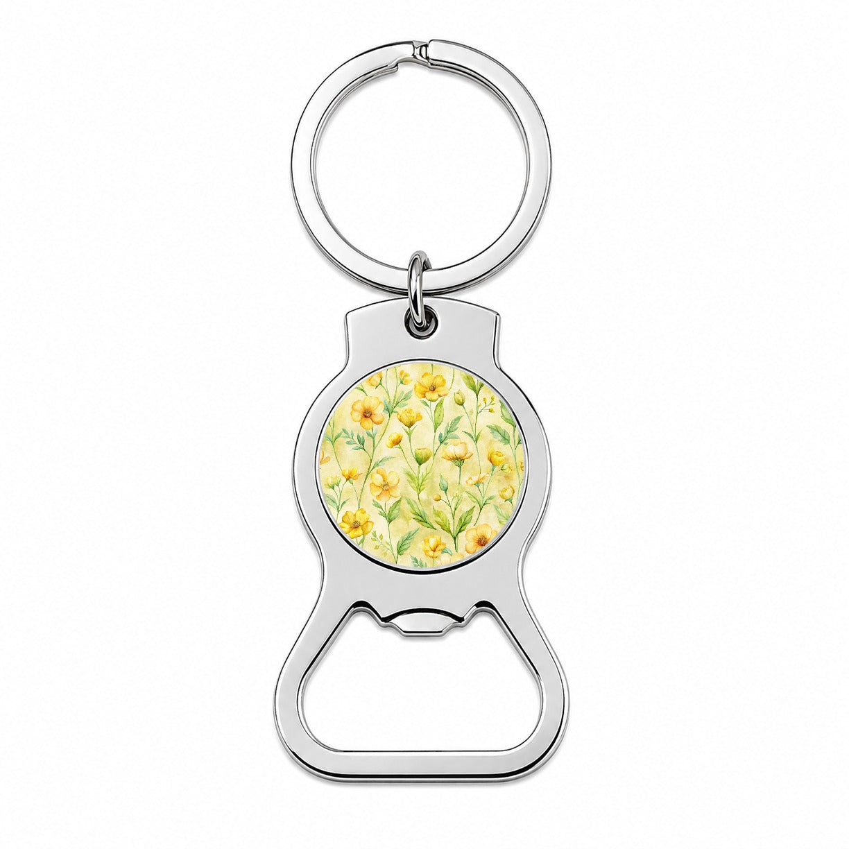 Buttercups Yellow Flowers Floral Bottle Opener Keychain