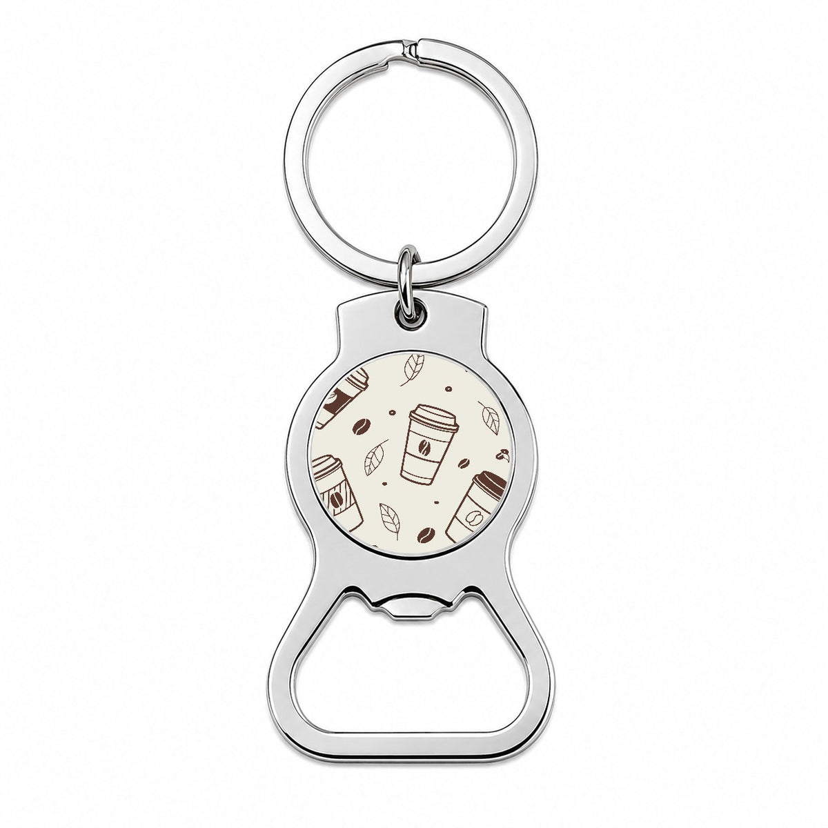 Coffee Cups Scattered Bottle Opener Keychain