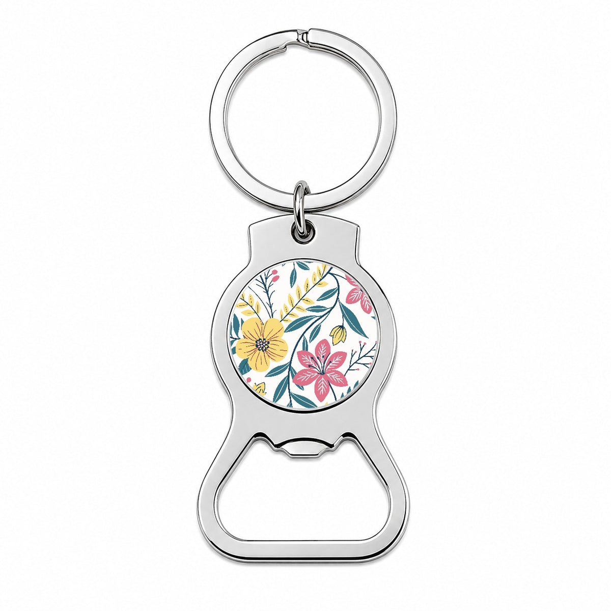 Pretty Flowers Floral Motif Colorful Bottle Opener Keychain