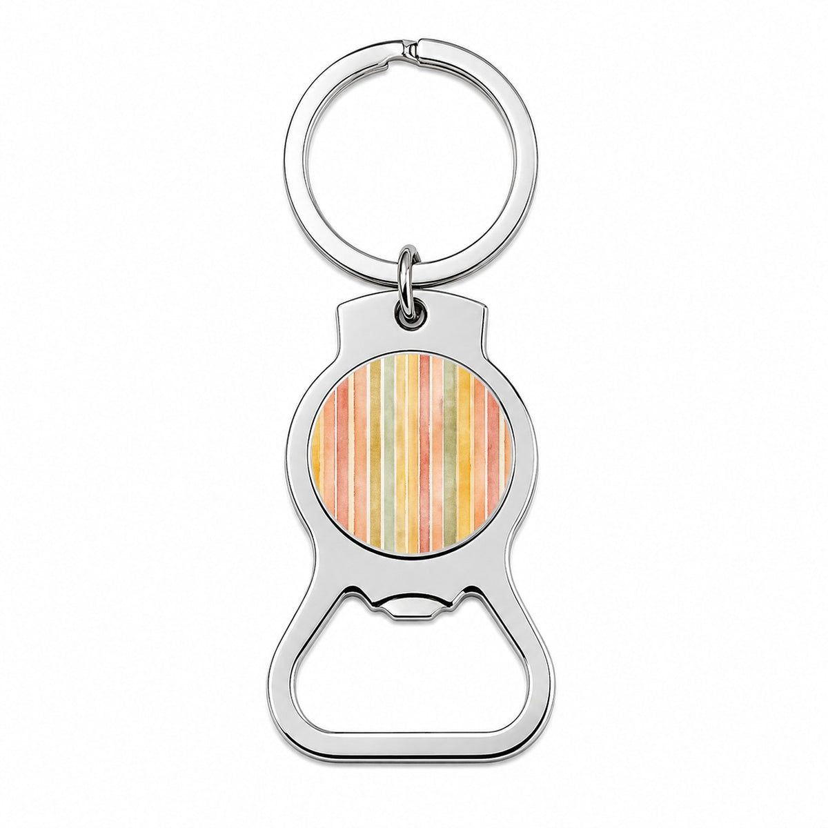 Striped Tonal 70s Wallpaper Bottle Opener Keychain