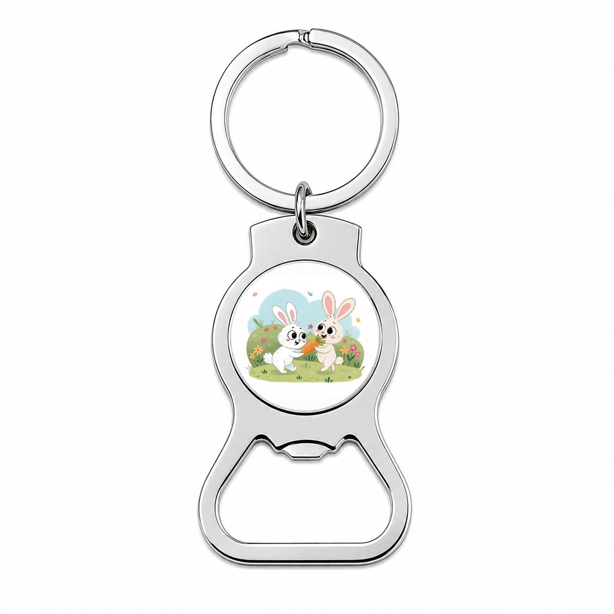 Cute Rabbits Bunnies Easter Bottle Opener Keychain