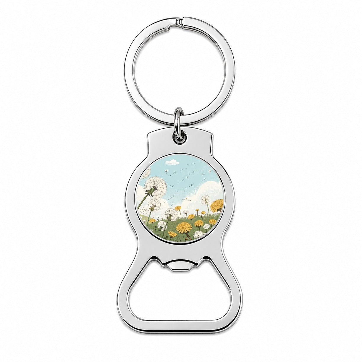 Field Of Dandelions Flowers Bottle Opener Keychain