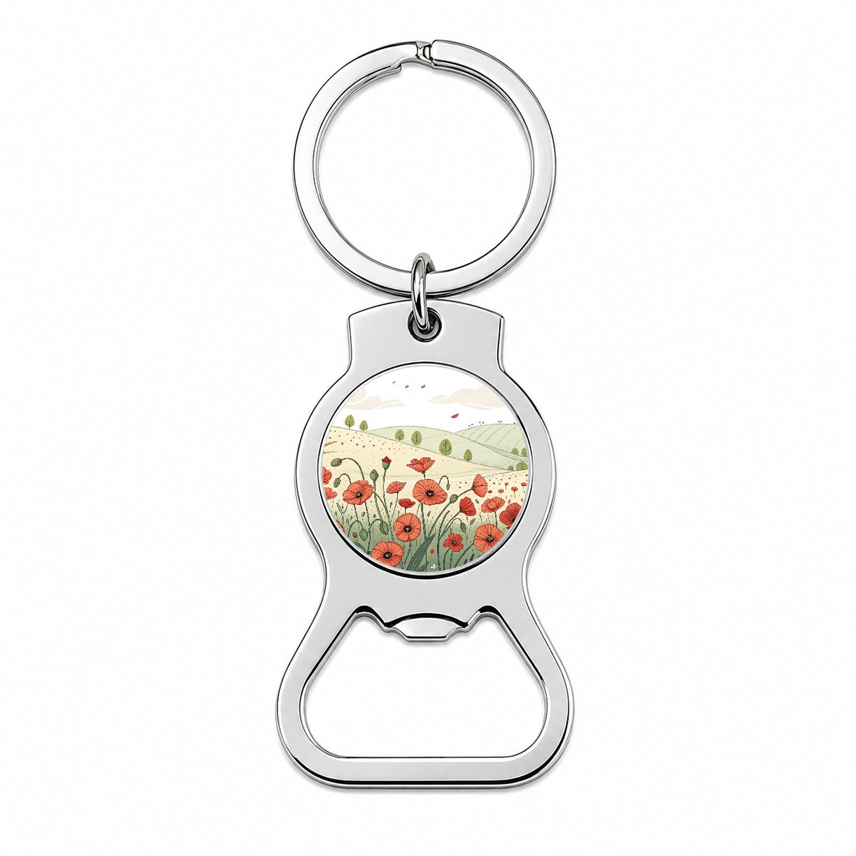Field Of Poppies Poppy Flowers Bottle Opener Keychain