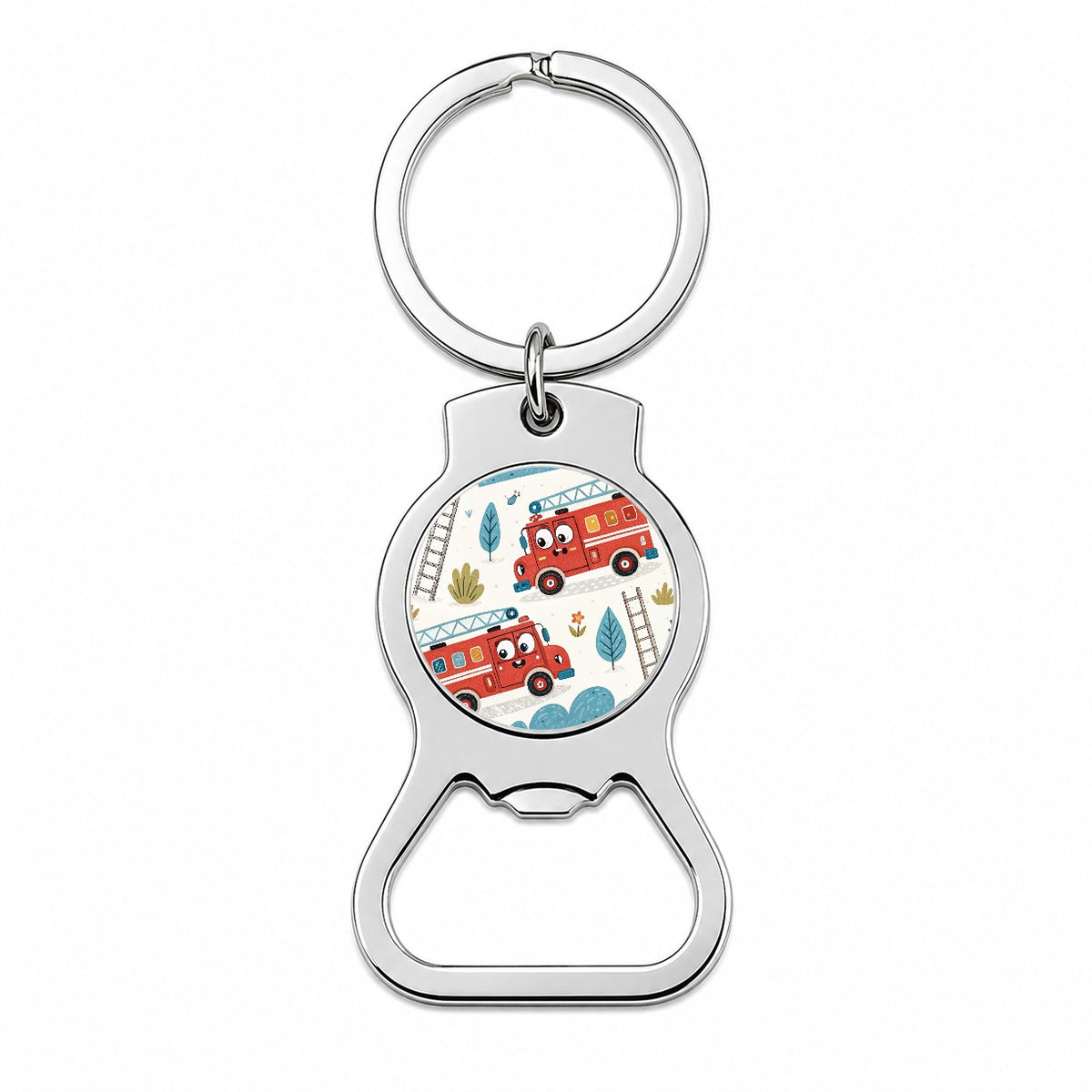 Firetrucks Cartoon Style Bottle Opener Keychain