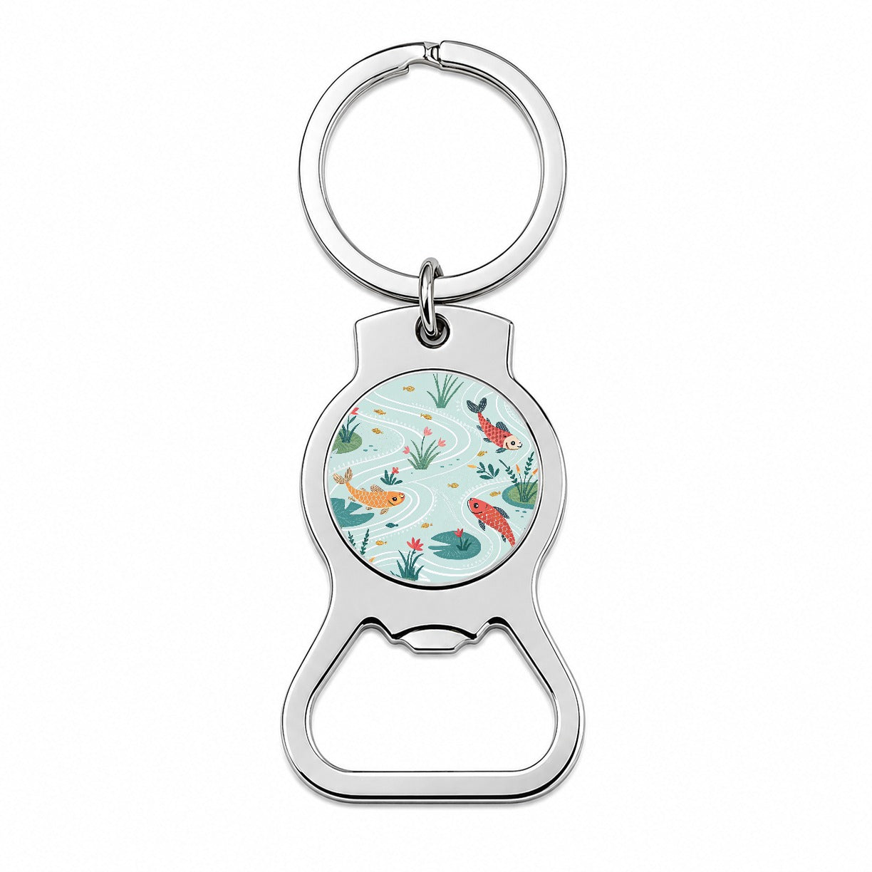 Fish Swimming In Pond Bottle Opener Keychain