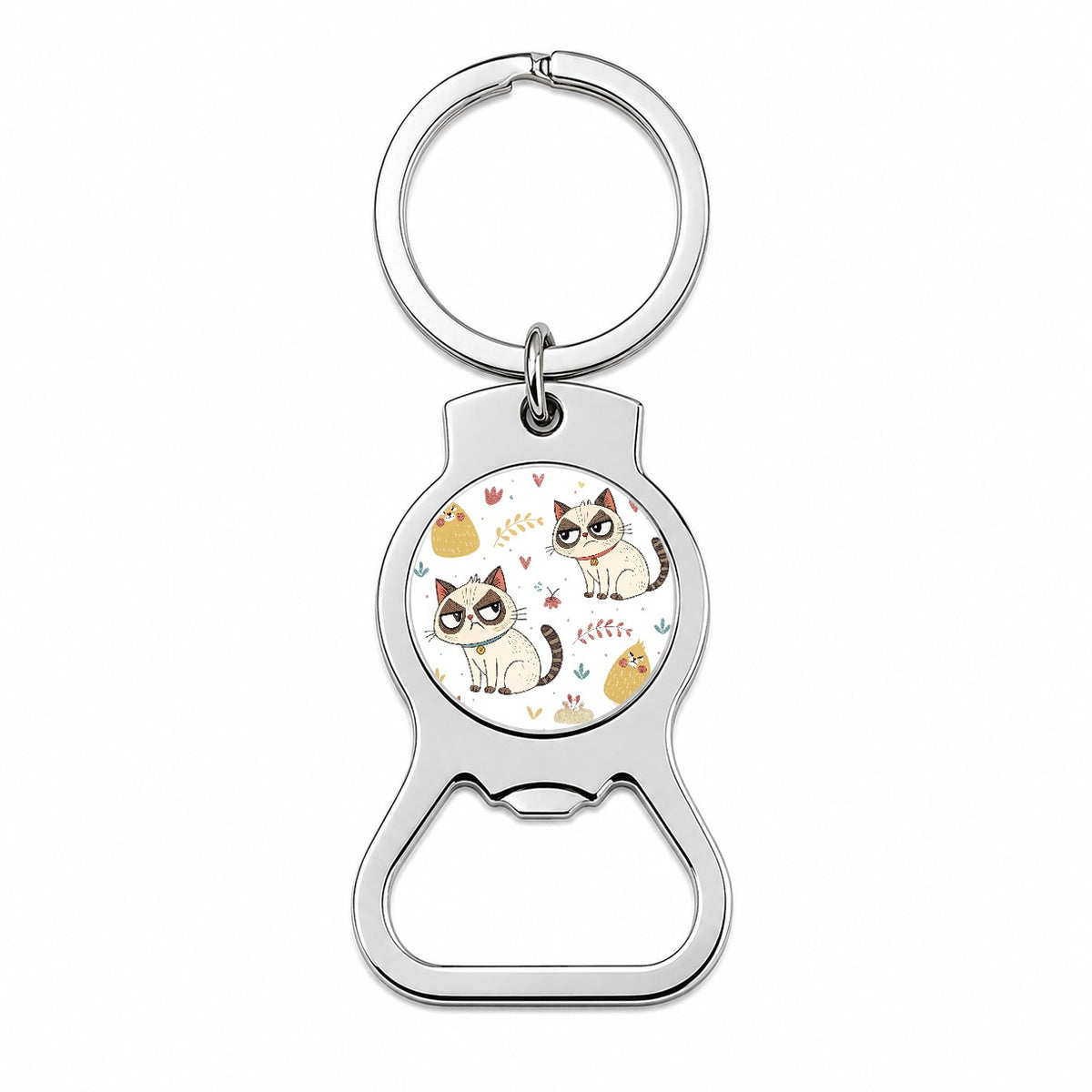 Grumpy Persian Kitties Cats Bottle Opener Keychain