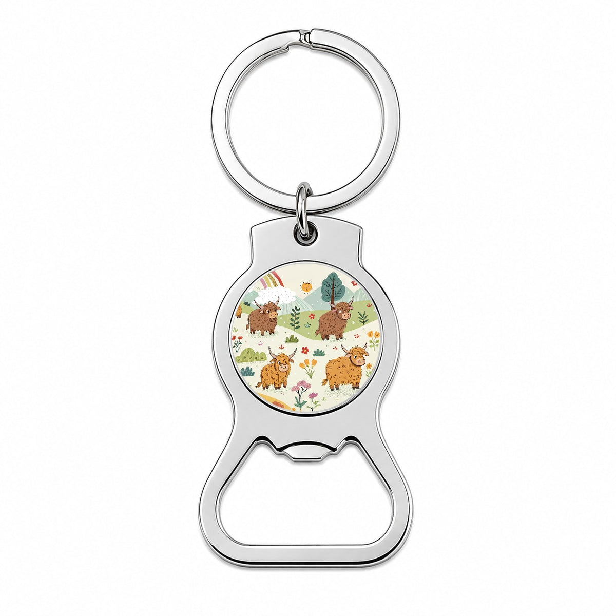 Highland Cows Scattered Bottle Opener Keychain